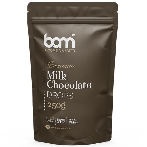 BAM Milchschokolade Drops, Tropfen, Callets zum Schmelzen, Backen für Zuhause und Profi (250 g) von BAM