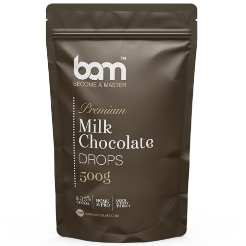 BAM Milchschokolade Drops, Tropfen, Callets zum Schmelzen, Backen für Zuhause und Profi (500 g) von BAM