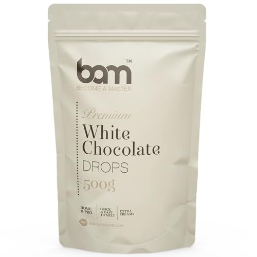 BAM Premium White Chocolate Drops, Callets, Chips zum Schmelzen, Backen für Zuhause und Profi, 1 kg (500 g) von BAM