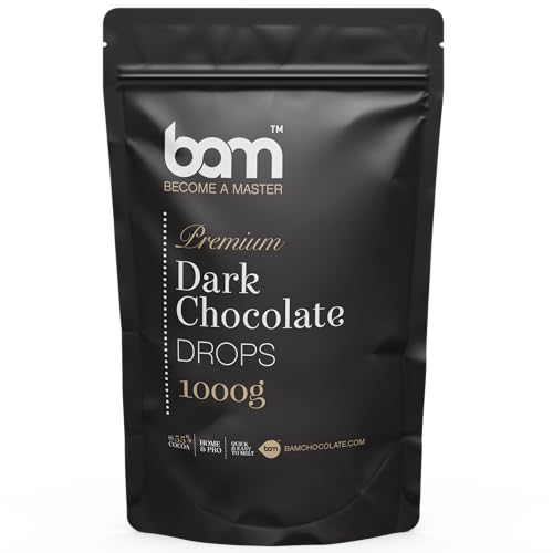 BAM Zartbitter Schokolade Drops, Tropfen, Callets zum Schmelzen, Backen für Zuhause und Profi (1 kg) von BAM