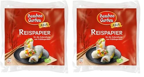 Bamboo Garden, Reispapier, für die Zubereitung von Frühlings- und Sommerrollen, Vegan, 1 x 150 g (Packung mit 2) von Bamboo Garden