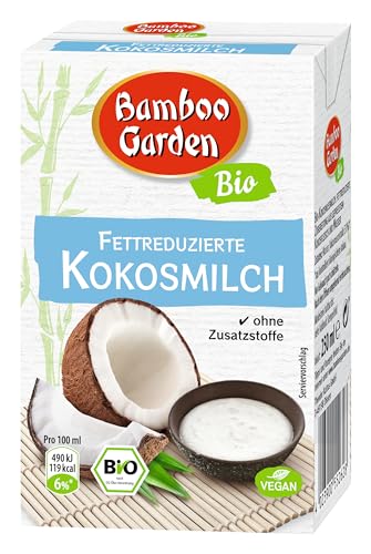 Bamboo Garden Bio Kokosmilch fettreduziert, 250 ml (Verpackungsdesign kann abweichen) (Packung mit 6) von Bamboo Garden