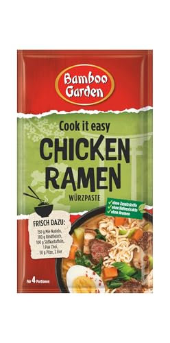 Bamboo Garden - Chicken Ramen Würzpaste | Zum Zubereiten von Ramensuppe | Für 4 Portionen | Ohne Zusatzstoffe, natürliche Zutaten | 45 g im Beutel von Bamboo Garden