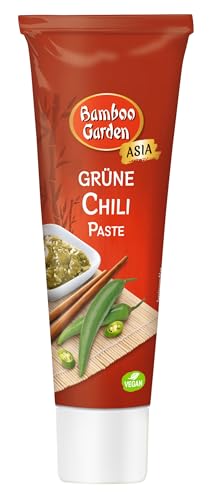 Bamboo Garden - Chili Paste grün | Besonders scharfe Würzpaste für Fleisch- und Gemüsegerichte | Vegan | 45 g in der Tube von Bamboo Garden