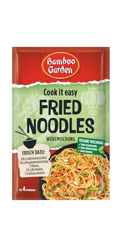 Bamboo Garden - Fried Noodles Würzmischung | Gewürz für gebratene Nudeln | Für 4 Portionen | Vegan, ohne Zusatzstoffe, ohne Hefeextrakte, ohne Aromen | 25 g im Beutel von Bamboo Garden