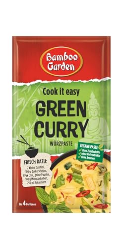 Bamboo Garden - Green Curry Würzpaste | Zum Zubereiten von grünem Thai Curry | Für 4 Portionen | Vegan, natürliche Zutaten | 45 g im Beutel von Bamboo Garden