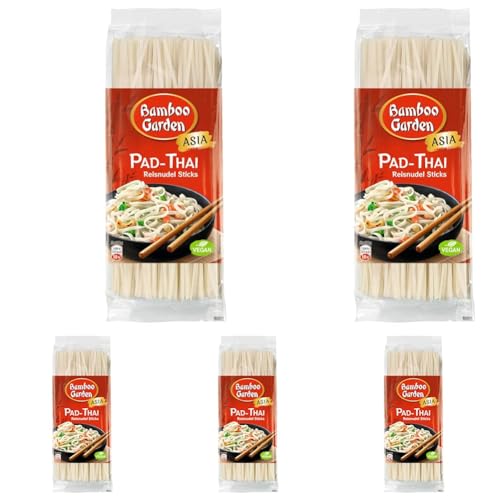 Bamboo Garden - Pad-Thai Reisnudel Sticks, Für traditionelle Nudelgerichte wie Pad-Thai, Vegan, 1 x 300 g (Verpackungsdesign kann abweichen) (Packung mit 5) von Bamboo Garden