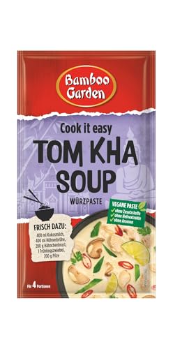 Bamboo Garden - Tom Kha Suppen Würzpaste | Zum Zubereiten von Tom Kha Suppe | Für 4 Portionen | Vegan, natürliche Zutaten | 45 g im Beutel von Bamboo Garden