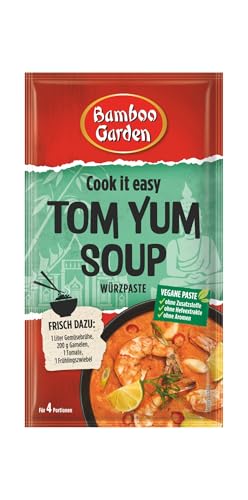 Bamboo Garden - Tom Yum Soup Würzpaste | Zum Zubereiten von Tom Yum Suppe | Für 4 Portionen | Vegan, natürliche Zutaten | 45 g im Beutel von Bamboo Garden