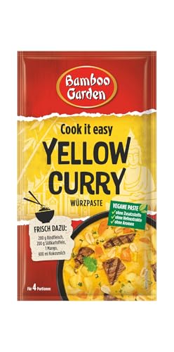 Bamboo Garden - Yellow Curry Würzpaste | Zum Zubereiten von gelbem Thai Curry | Für 4 Portionen | Vegan, natürliche Zutaten | 45 g im Beutel von Bamboo Garden