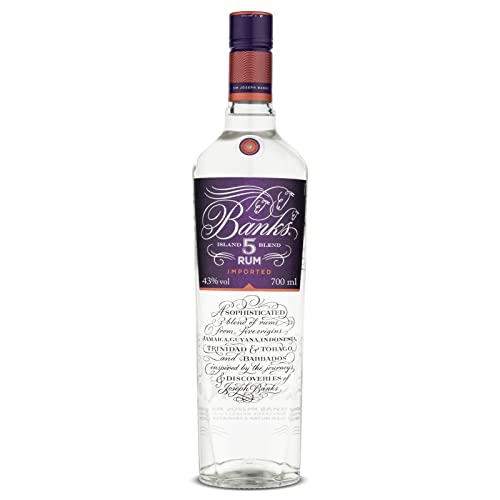 Banks 5 Island Blend Premium White Rum, ein erlesener Blend von Rums aus 5 Ländern: Jamaika, Trinidad und Tobago, Guyana, Barbados & Java, ideal als Rum-Geschenkset, 43% Vol., 70 cl/700 ml von Banks