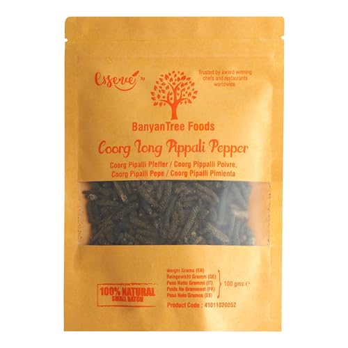 BanyanTree Foods Coorg Langer Pfeffer | Pippali Pfeffer | Pipali Pfeffer 100 g ~ ganz natürlich, indischer Herkunft von BanyanTree Foods