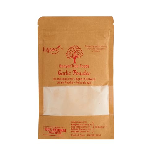 Knoblauchpulver, Knoblauch gemahlen, Knoblauch pulver, Knoblauchgranulat 100g | Garlic Powder 100g | 100% naturrein aus schonend getrocknetem Knoblauch | All Natural | Vegan von BanyanTree Foods