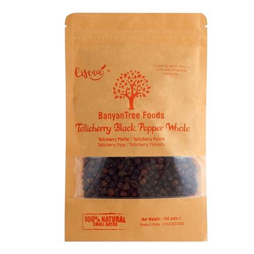 BanyanTree Foods Tellicherry Pfeffer Schwarz Ganz | Tellicherry Black Pepper Whole 100g von BanyanTree Foods