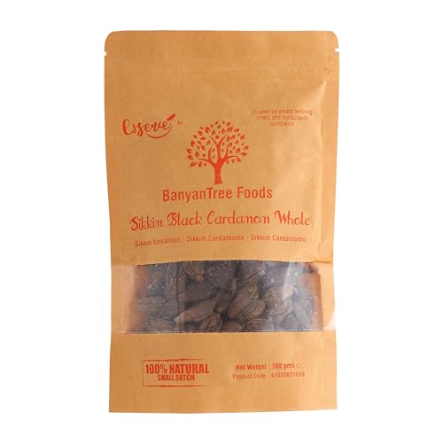 BanyanTree Foods Schwarzer Kardamom ganz | Black Cardamom Whole 100g ~ Ganz natürlich | Indischer Ursprung von BanyanTree Foods