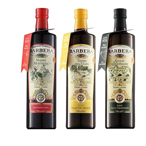 3 Ölauswahl Extra natives Olivenöl DOP Barbera Saline Zeit Oliven und Mutter Berg 750 ml von Barbera