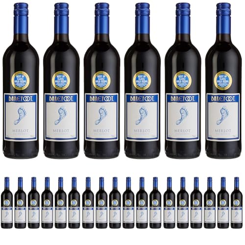 Barefoot Merlot Halbtrocken (6 x 0, 75l) (Packung mit 4) von Barefoot