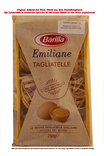 Barilla NR 174 Emiliane Tagliatelle all’Uova 8 x 250g = 2000g HARTWEIZENGRIESS, frische EIER der Klasse A (28,3%) von Barilla Emiliane