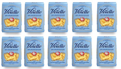 10x Voiello Lo Zito Doppia Rigatura n°128 Pasta 100% Italienischer Weizen 500g Teigwaren aus Hartweizengrieß Bronze-Zeichnung von Barilla G. e R. Fratelli