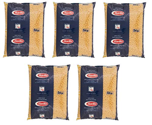 5x Barilla Hartweizengrieß Pasta Spezielles Catering Speciale Ristorazione Ditalini Rigati n°47 italienisch Nudeln Packung mit 5Kg Kurze Pasta von Barilla Pasta