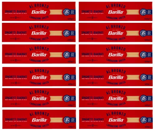 12x Barilla Spaghetti Quadrati al Bronzo Bronze Gezogene Pasta 400g Rohe Verarbeitungsmethode von Barilla