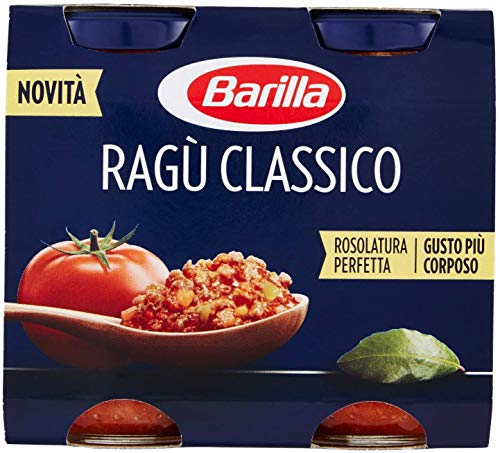 8x Barilla Ragù Classico italienich tomatensauce Pastasaucen mit ausgewähltem Fleisch gemischtes Gemüse und Tomaten ( 2x 180g ) von Barilla