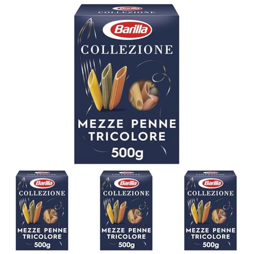 Barilla Collezione Mezze Penne Tricolore, 500 g (Packung mit 4) von Barilla