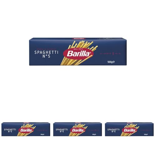 Barilla Pasta Klassische Spaghetti n.5 aus hochwertigem Hartweizen immer al dente, (1 x 500 g), geschmacklos (Packung mit 4) von Barilla