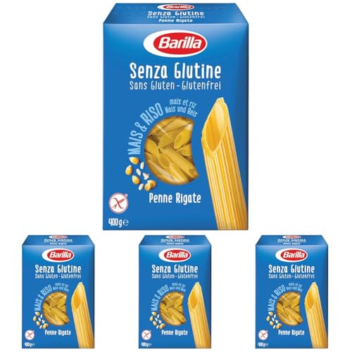 Barilla Pasta Penne Rigate glutenfrei aus Reis und Mais, 4er Pack (1 x 400 g) von Barilla