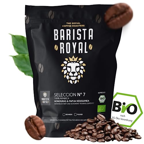 Bio Espressobohnen 500g "Seleccion No.7" | Frische Kaffeebohnen direkt aus Papua Neuguinea & Honduras | 100% Arabica Espresso ganze Bohnen | Ideal für Vollautomat und Siebträger von Barista Royal