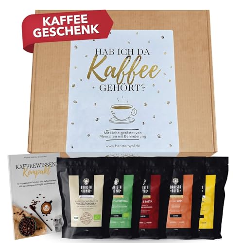 Premium Kaffeebohnen Geschenkset - 5 x 100g Probierset Ganze Bohnen - Kaffee Geschenkidee für Männer & Frauen - Barista Specialty Coffee - Hab ich da Kaffee gehört? von Barista Royal