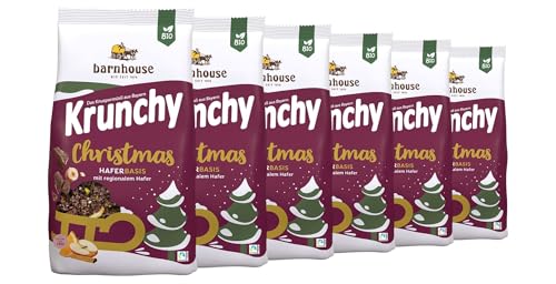 Barnhouse Krunchy Christmas, Bio Knsupermüsli aus Bayern, mit köstlichen Lebkuchengewürzen; 6 x 375g von Barnhouse