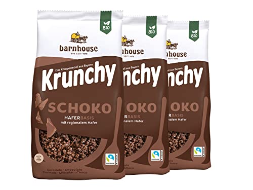 Barnhouse Krunchy Schoko, Bio Hafer-Knuspermüsli aus Bayern, herrlich schokoladig, 3 x 750 g von Barnhouse