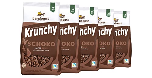 Barnhouse Krunchy Schoko, Bio Hafer-Knuspermüsli aus Bayern, herrlich schokoladig, 5 x 1250 g von Barnhouse