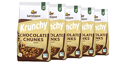 Barnhouse Krunchy & Friends Chocolate Chunks, Bio Hafer-Knuspermüsli aus Bayern, mit köstlichen Schoko-Stückchen, 5 x 1250 g von Barnhouse