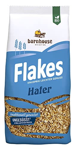 Barnhouse Flakes Hafer, knusprig geröstete Bio-Haferflocken, 1 x 275g von Barnhouse
