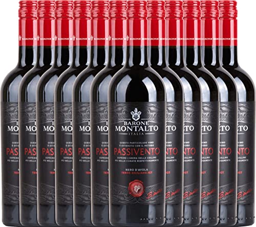 Passivento Rosso Terre Siciliane von Barone Montalto - Rotwein 12 x 0,75l VINELLO - 12er - Weinpaket inkl. kostenlosem VINELLO.weinausgießer von Barone Montalto