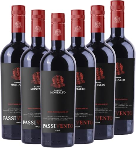 Passivento Rosso Terre Siciliane von Barone Montalto - Rotwein 6 x 0,75l VINELLO - 6er - Weinpaket inkl. kostenlosem VINELLO.weinausgießer von Barone Montalto