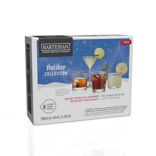 Bartesian Cocktail Kapseln - Holiday Collection 2024 - Sortiment mit 8 Weihnachtscocktails - Pods für Bartesian Cocktail Maschine - Alkoholfreie Mixer zum Mischen mit Spirituosen - Set mit 8 Kapseln von Bartesian