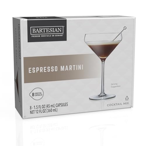 Bartesian Espresso Martini Cocktail Mix - Cocktail Mixer Zutaten für Wodka Cocktail - Getränke Pods für Bartesian Cocktail Maschine - Alkoholfreie Mixer zum Mischen mit Spirituosen - Set mit 8 Kapseln von Bartesian