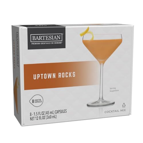 Bartesian Uptown Rocks Cocktail Mix - Cocktail Mixer Zutaten für Gin Cocktail - Getränke Pods für Bartesian Cocktail Maschine - Alkoholfreie Mixer zum Mischen mit Spirituosen - Set mit 8 Kapseln von Bartesian