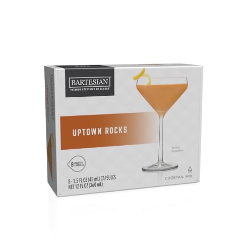 Bartesian Uptown Rocks Cocktail Mix - Cocktail Mixer Zutaten für Gin Cocktail - Getränke Pods für Bartesian Cocktail Maschine - Alkoholfreie Mixer zum Mischen mit Spirituosen - Set mit 8 Kapseln von Bartesian