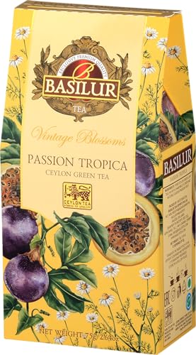 Basilur -Ceylon-Schwarztee Ceylon Young Hyson grüner Tee VINTAGE BLOSSOMS - PASSION TROPICA Tüte - 75 g von Basilur