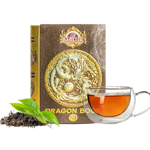 Basilur Tea Book Collection Dragon Edition Vol 3, 100 % reiner, schwarzer Ceylon-Tee, lose Blätter, 100 g, umhüllt in einem luxuriösen buchförmigen Blechbehälter, konserviert in einem von Basilur