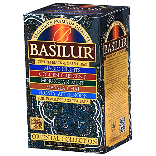 Basilur Tee Set Oriental Collection 5 Teesorten 2er Pack (2 x 25 Teebeutel) Schwarztee & Grüntee von Basilur