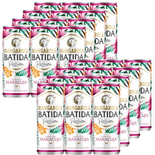 Mangaroca Batida Passion (24 x 0,25 l) 10% vol. - Alkoholisches Mischgetränk mit Maracujageschmack, fruchtiger Cocktailmix für den sofortigen Genuss, INKLUSIVE 6 PFAND von Batida