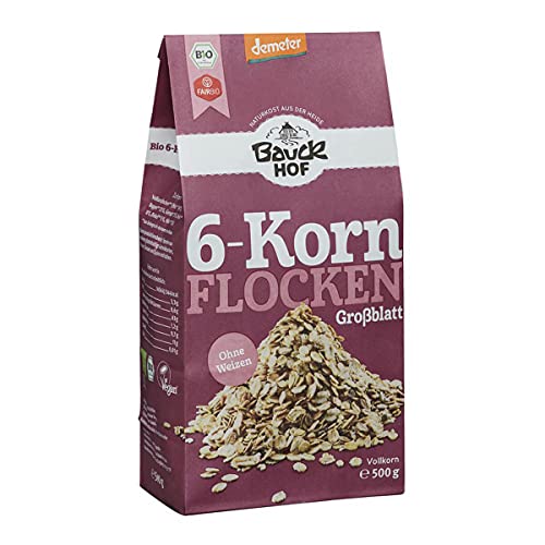 Bauckhof - 6-Korn Flocken ohne Weizen Demeter - 500 g - 8er Pack von Bauckhof