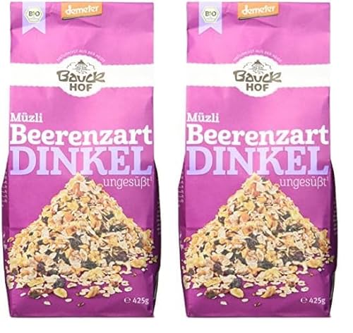 Bauckhof Dinkelmüsli Beerenzart, ungesüßt, 425 g (Packung mit 2) von Bauckhof