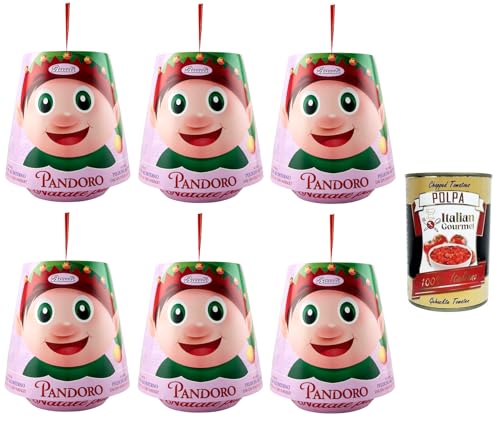 6x Bauli Pandoro Mascherato,Weihnachtskuchen mit Puderzucker,Entdecken Sie den Plüsch im Inneren,500g + Italian Gourmet Polpa di Pomodoro 400g Dose von Bauli