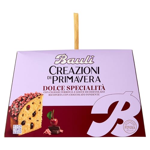 Bauli Colomba Creazioni di Primavera Ciliegia Typisches Dessert der Ostertradition Osterkuchen mit Kirschen und Schokoladenstückchen umhüllt von dunkler Schokolade 550g von Bauli